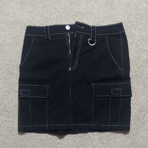 Black Utility Cargo Skirt